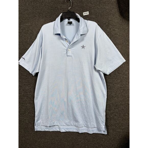 Dunning Golf Polo Shirt Mens L Blue Stripped Athletic Performance "Bakerz Bay" - Picture 1 of 8